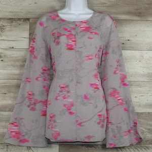 Banana‎ Republic* Women's Long Bell Split Sleeves Curved Hem Cutout Blouse~ XL